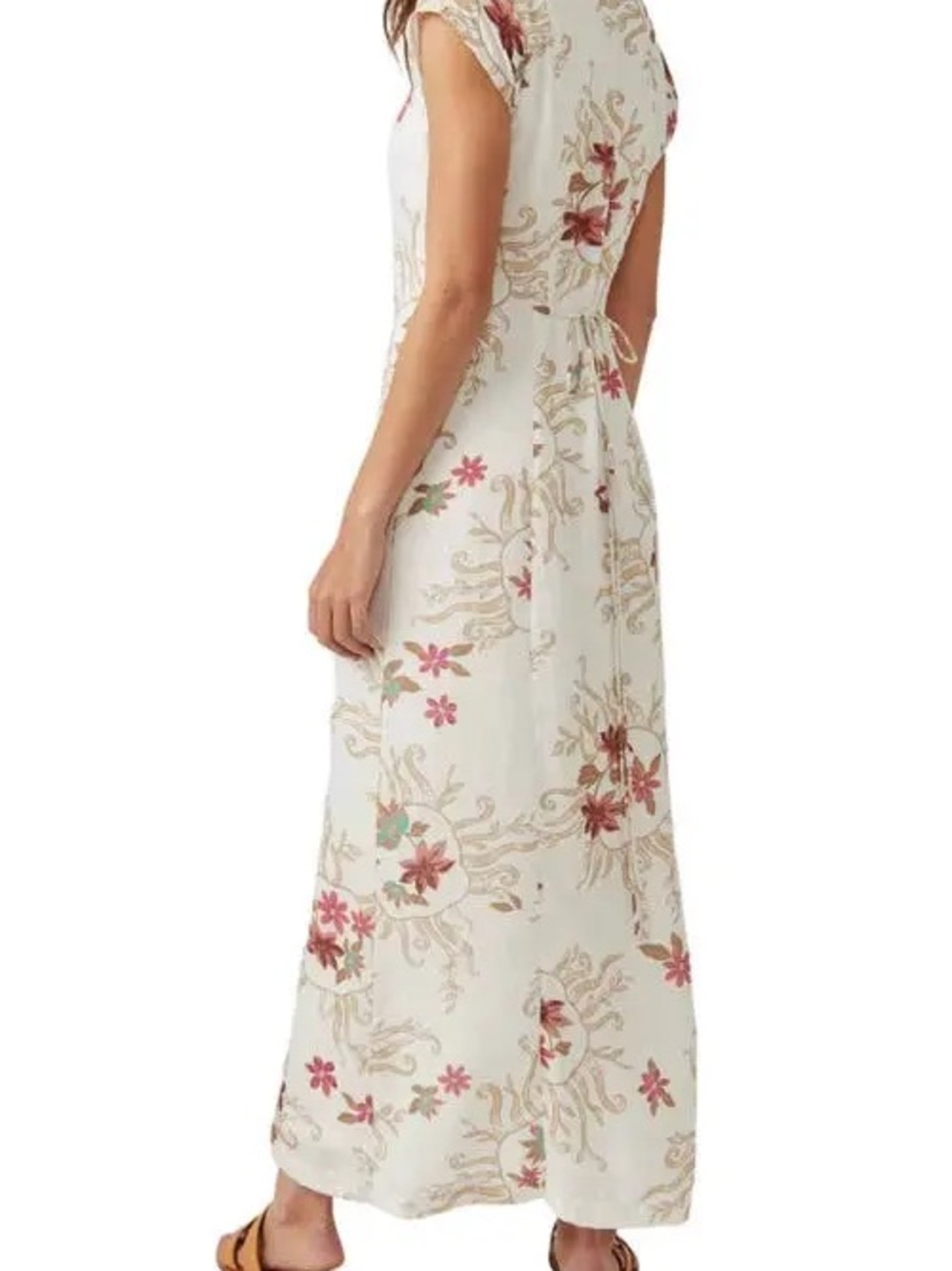 Free People Ivory Floral Button Front Boho Maxi Dress Large - Picture 2 of 5